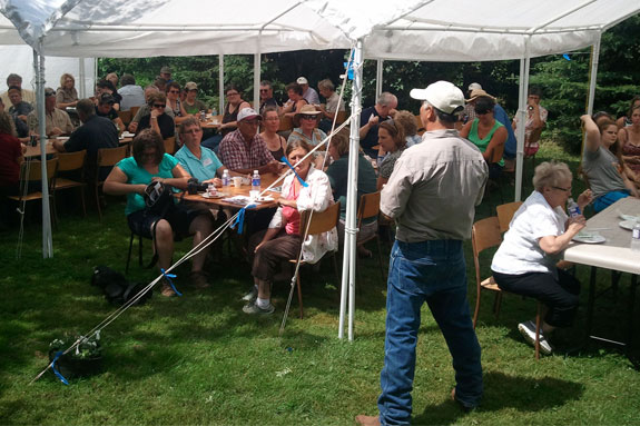 Fred Barrett welcoming visitors