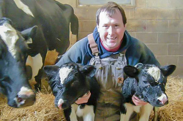 Tim May with calves