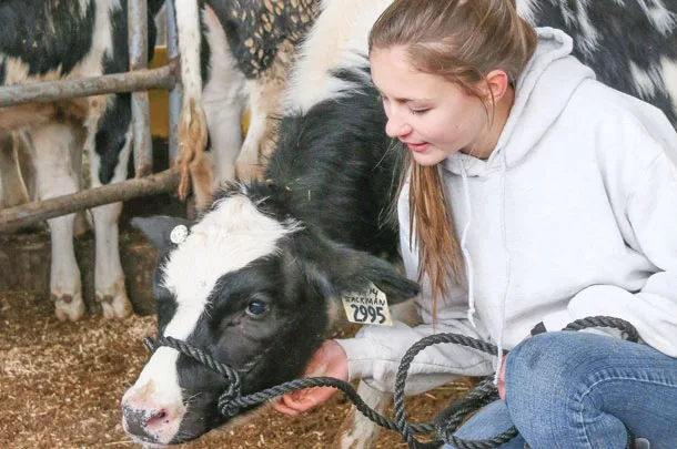 Girl in family barn