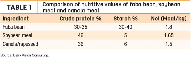 Comparison of nutritive values of faba bean, soybean meal and canola meal