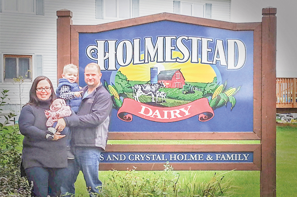 The Holme family at their dairy in Anola, Manitoba