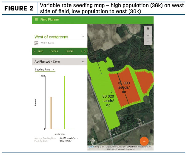 Variable rate seeding map - high opoulation on west side of field 