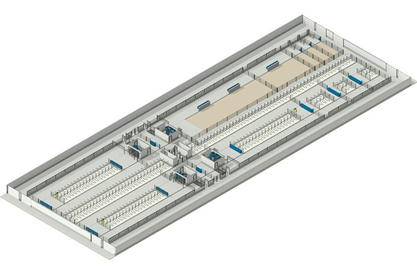 the elements are amalgamated into a complete facility.