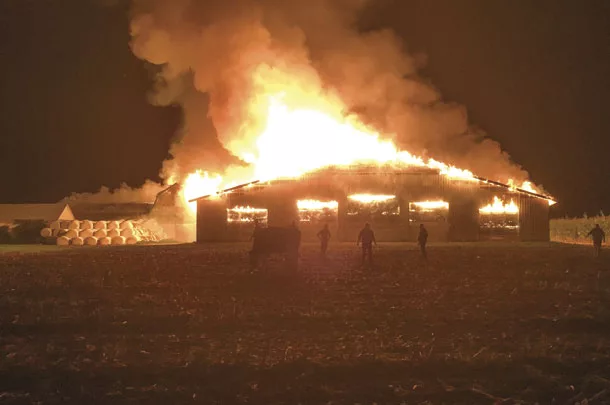 Dairy barn fire Peterson Farms, Agassiz, British Columbia