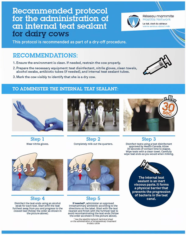 Recommended protocol for the administration of an internal teat sealant