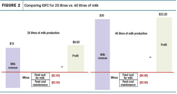 Comparing IOFC for 20 litres vs. 40 litres of milk