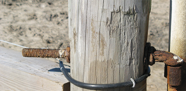 Rusted gate hinge