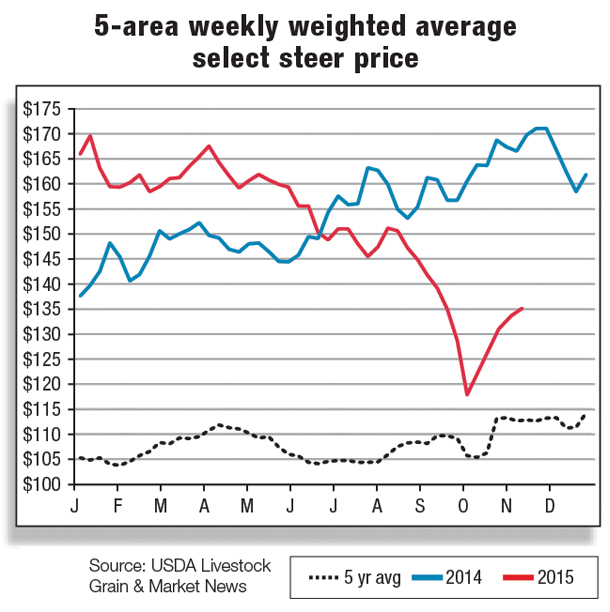 5-area weekly weighted average select steer price