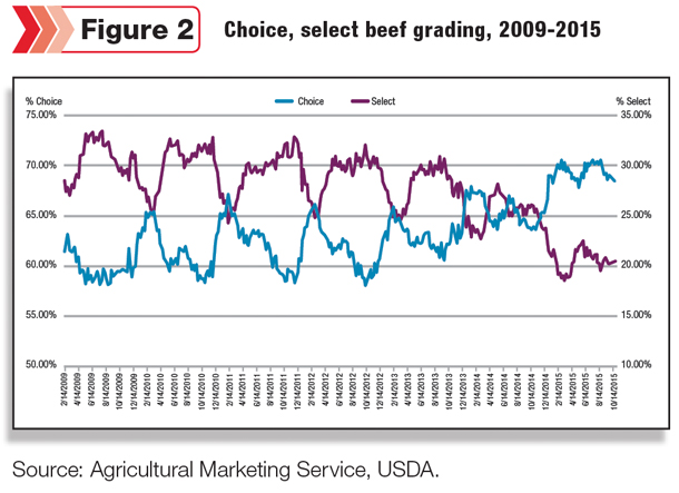 Chice, select beef grading 2009-2015