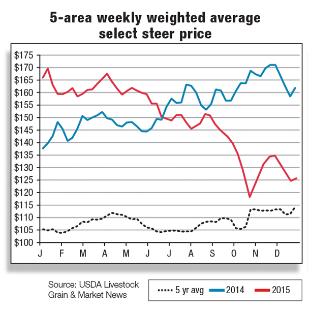 5-area weekly weighted average select steer price