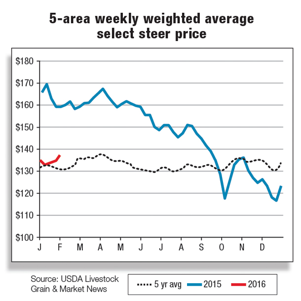5-area weekly weighted average select steer price