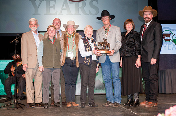 Sally Searle and Jon Griggs receiving the 2015 Environmental Stewardship Award 