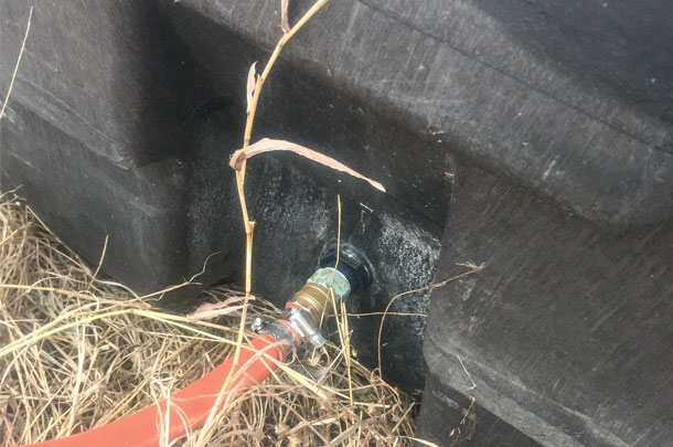 A garden hose hookup to the back of the Apex valve.
