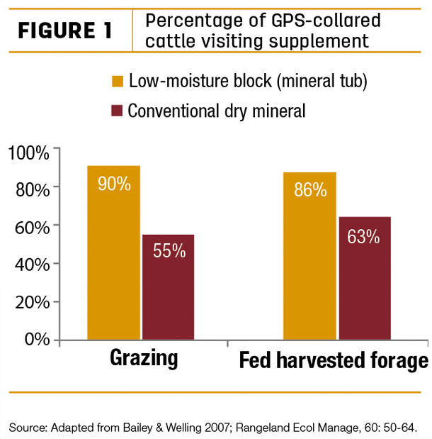 Percentage of gPS-collared cattle visiting supplement