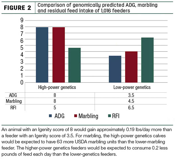 Comparison of genomically predicted ADF, marbling and residual feed intake 