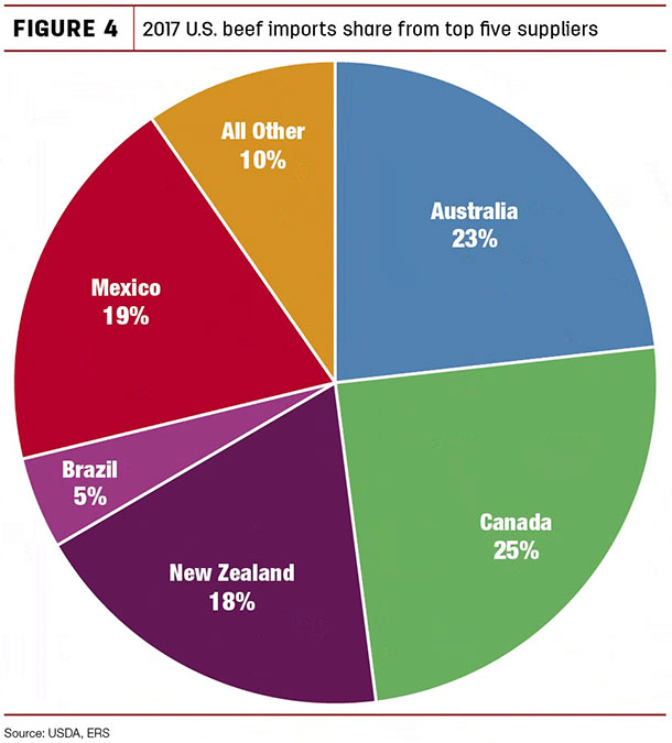 2017 U.S. beef imports share from top five suppliers