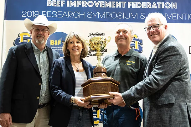 Burt Rutherford, Tracey and Bruce Mershon of Mershon Cattle LLC, and Lee Leachman
