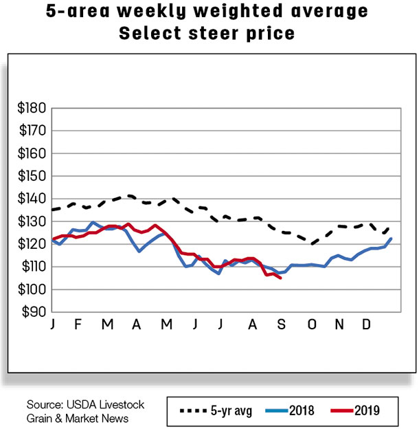 5-area weekly weighted average select steer price