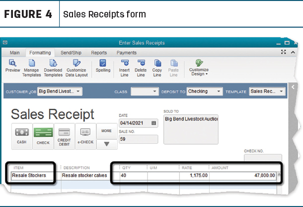 Sales receipts form