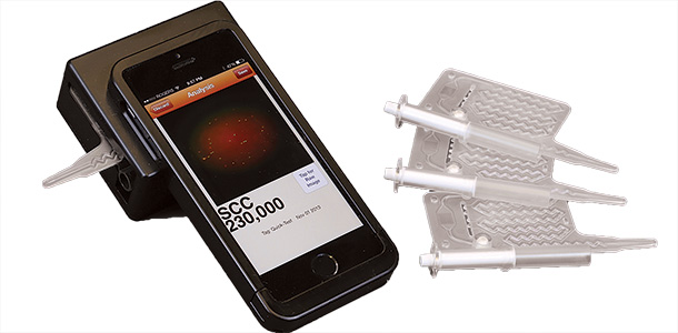 Milk quality reader that attaches to an iPhone