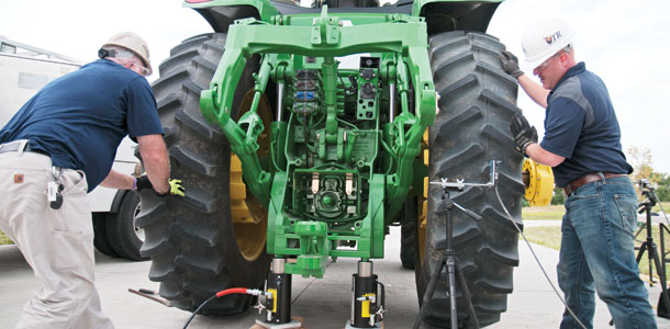 tractor being serviced