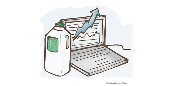 milk jug and computer