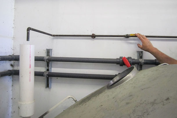 filling the mixing tank