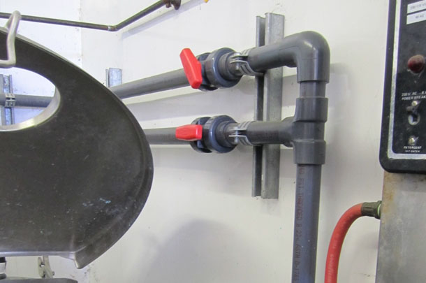 plumbing to the footbath