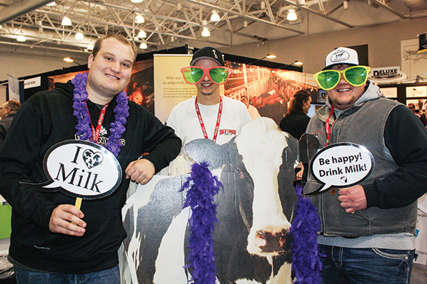 Three agriculture students form Dordt College in Sioux Center, Iowa