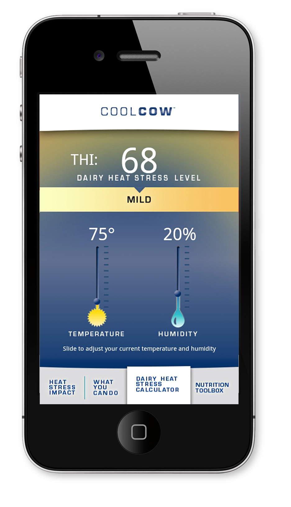 CoolCow App Phone Mild Heat Stress