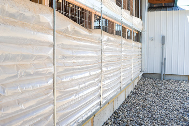 Curtains keep the barn insulated during the cold months
