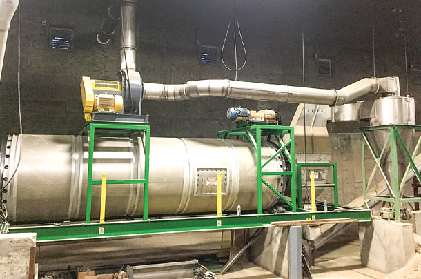 High temperatures in the bedding dryer quickly reduce moisture
