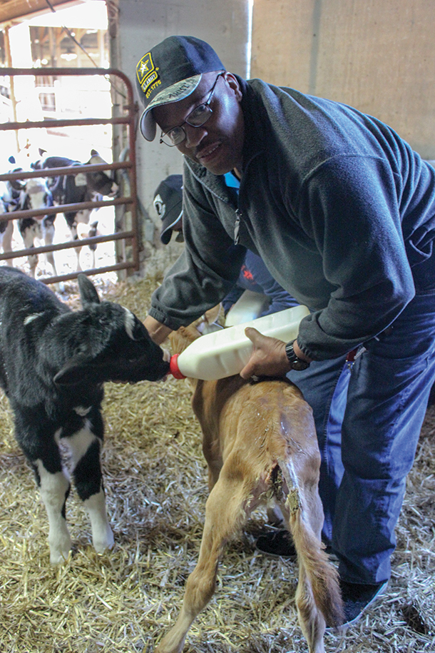 Joe in the calf pens