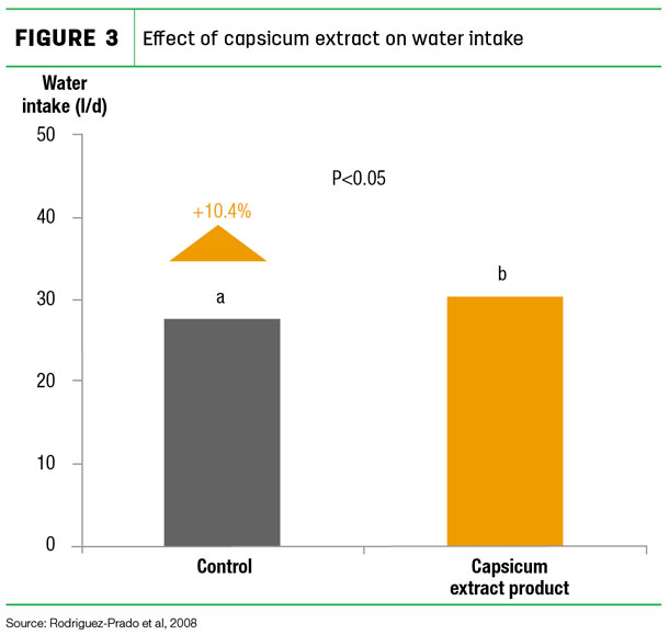 Effect of capsicum extract on water intake