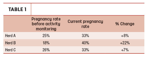 Pregnancy rate before activity