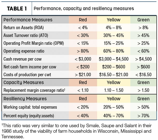 Performance, capacity and resilency measures