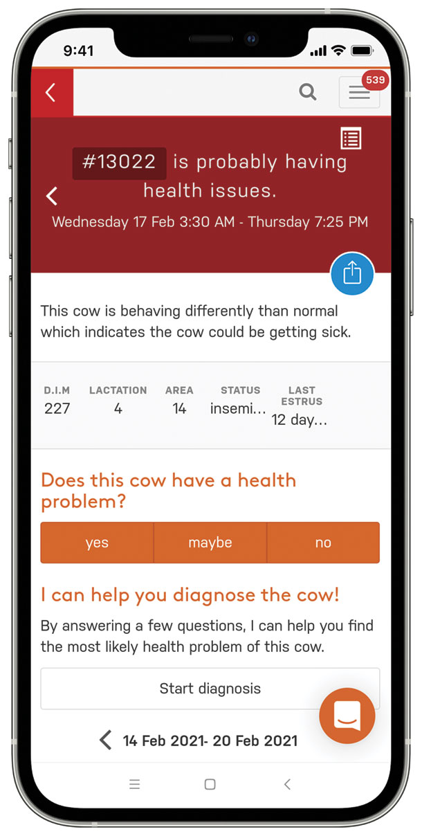 Connecterra analyzes data from the neck tag sensors in the cloud