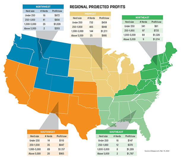 Regional projected profits