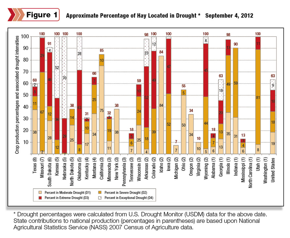 Percentage of hay located in drought