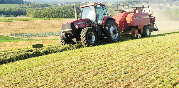 baling with a large square baler