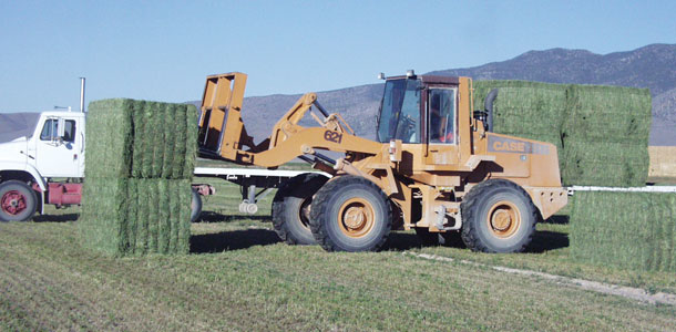 Stacking ton bales