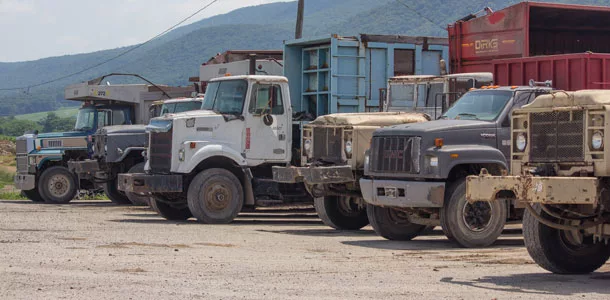 Trucks and power line