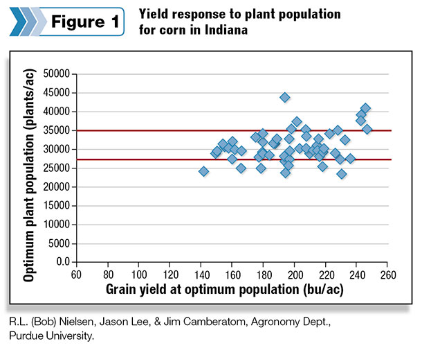 Yield response to plant population for corn in Indiana