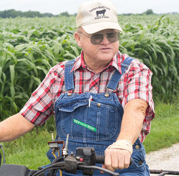 David Carrier checks an experimental field