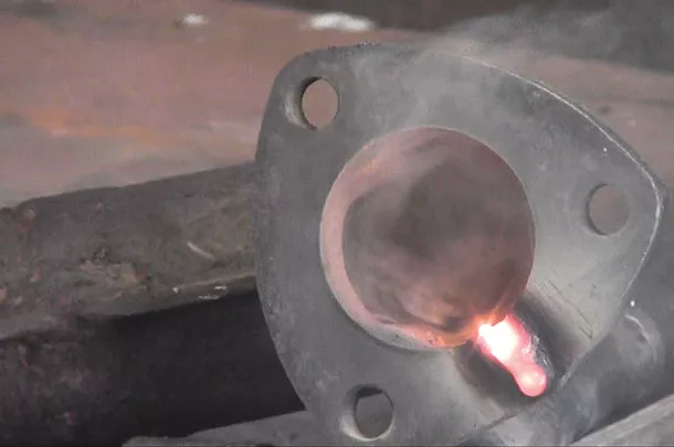 Exhaust manifold prepped for welding