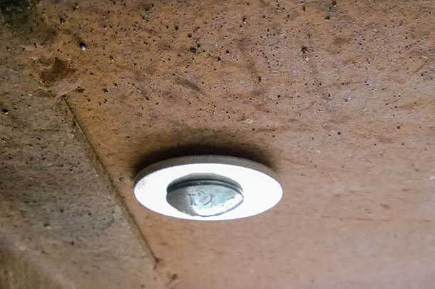 Bottom view of the hold=down bolt