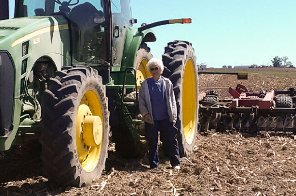 Velma Riddle and tractor