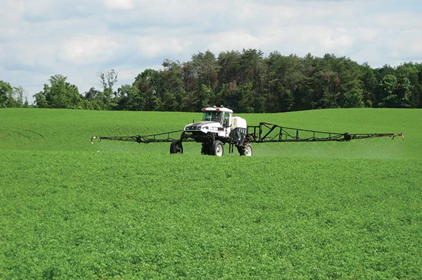 Spraying a fungicide