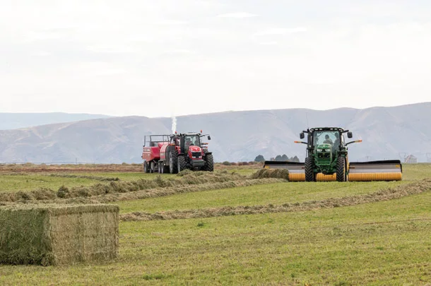 Raking and baling hay