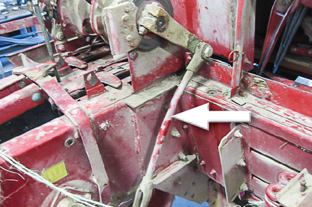Arrow shows the needle yoke rod